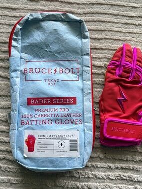 Bruce Bolt Bader Series Premium Pro Pink Batting Gloves YXL PINK